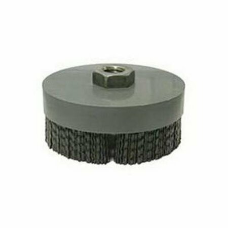NYLOX Cup Brush, Rectangular, 4 in Brush Dia, 5/8-11 Arbor Hole, Crimped Filament/Wire Type, 0.049 in, 0.0 86160